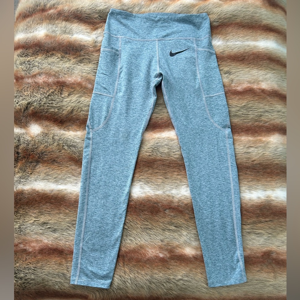 Nike Light Blue/Gray Performance Leggings with Black Swoosh